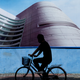 A man rides a bicycle past billboards erected around a real estate building site in Shanghai, 2010. (Photo: Philippe Lopez/AFP/Getty Images)